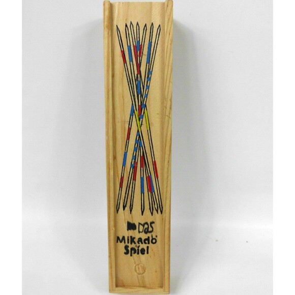 Vintage Mikado Spiel Wood Pick Up Sticks Game with Wooden Box & Instructions - Picture 2 of 4